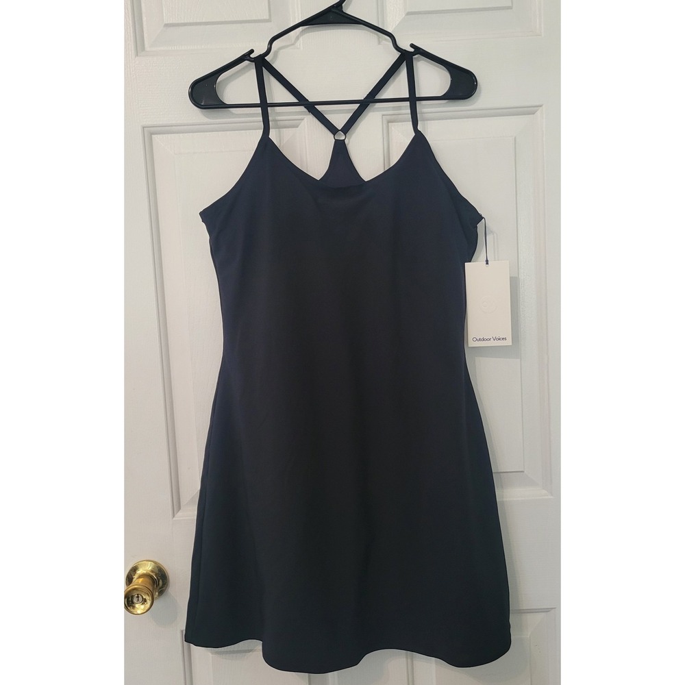 Outdoor Voices Exercise Dress Black Beauty Built-In Shorts Large NWT UPF 50+